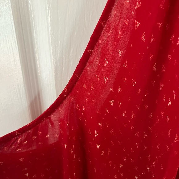 Ecote Sheer Red Vest with White Triangles and Tassles - Size M - Picture 5 of 6